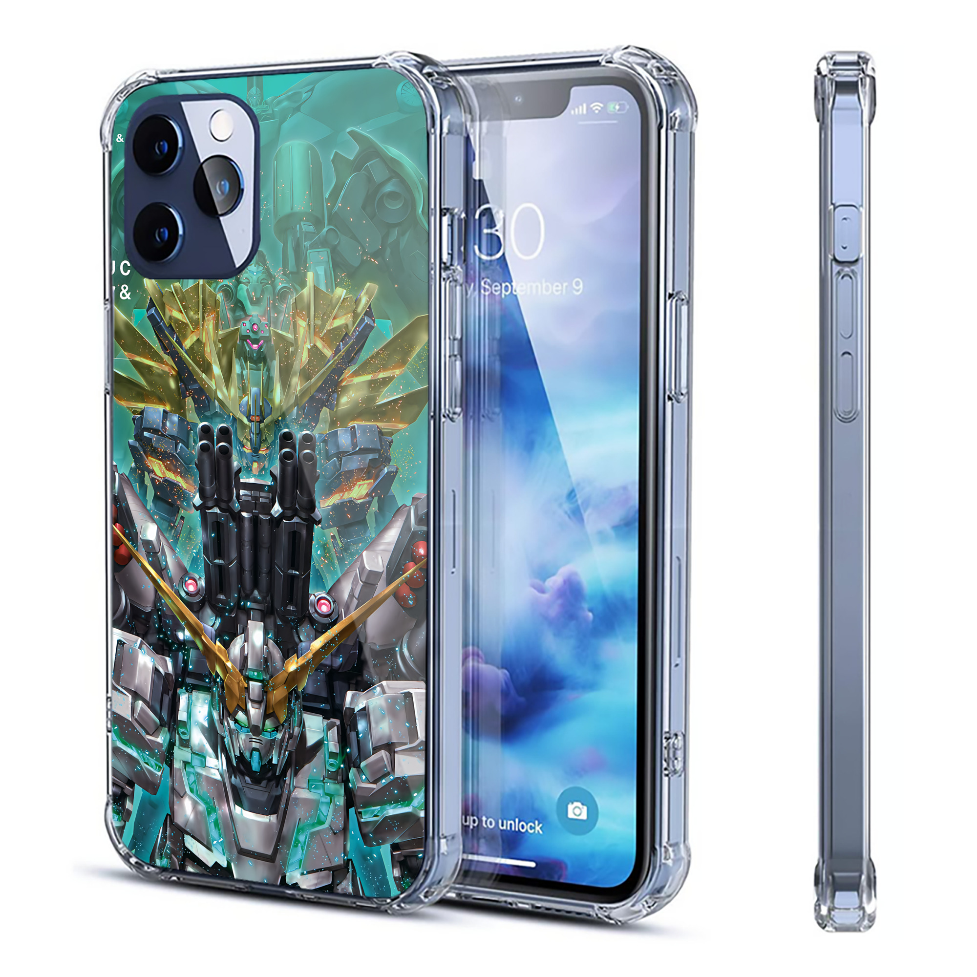 （画像用） 機動戦士ガンダム Mobile Suit Gundam 【iPhone 12シリーズ対応】透明スマホケース（クリアソフトケース）